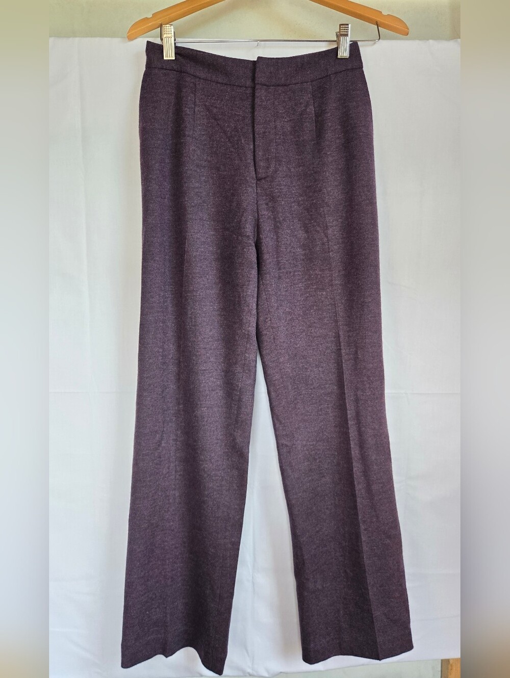 Carolina Herrera Deep Plum Womens Wide-Leg Trousers 100% Wool -Size 4